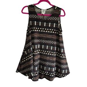 PPLA Women's Medium Sleeveless Top Geometric Print‎ Casual Tank Hippie Boho